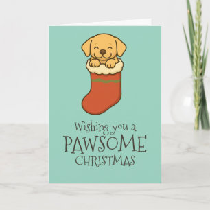 Gelber Labrador in Weihnachtsstrumpf Feiertagskarte