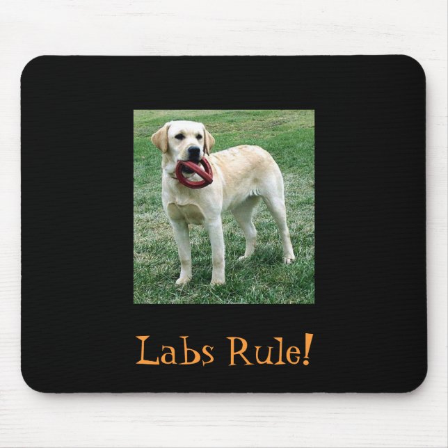 Gelber Labrador, Labrador-Regel! Mousepad (Vorne)