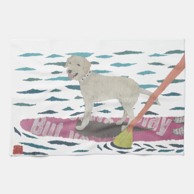 Gelber Labrador, Labrador-Retriever, Strand-Hund Küchentuch (Horizontal)