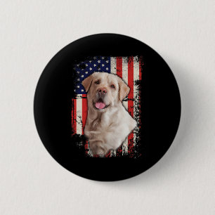 Gelber Labrador Labs Patriotische Amerikanische Fl Button