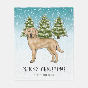Gelber Labrador Retriever Blau Winter Benutzerdefi Fleecedecke