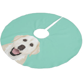 gelber Labrador-Retriever-Cartoon Polyester Weihnachtsbaumdecke