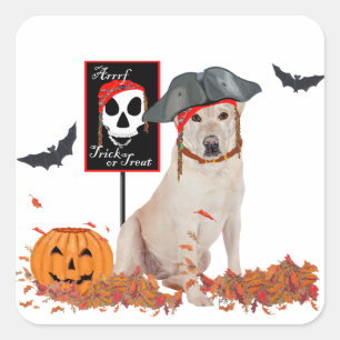Gelber Labrador Retriever Halloween Quadratischer Aufkleber