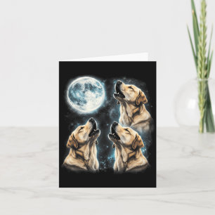 Gelber Labrador Retriever heult den Mond Retro an Karte