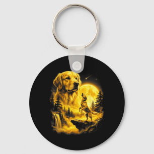 Gelber Labrador Retriever heult zum Mond Kunst Schlüsselanhänger