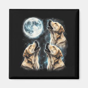Gelber Labrador Retriever heult zum Mond Retro Magnet