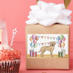 Gelber Labrador Retriever Hund Farbiger Geburtstag Rechteckiger Aufkleber