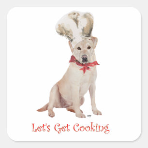 Gelber Labrador Retriever Kochen Quadratischer Aufkleber