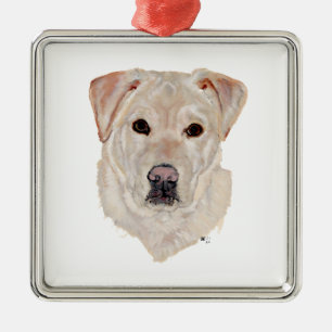 Gelber Labrador Retriever Silbernes Ornament