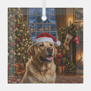 Gelber Labrador Retriever Urlaub Ornament Aus Glas