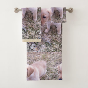 Gelber Labrador retriever-Welpe Badhandtuch Set