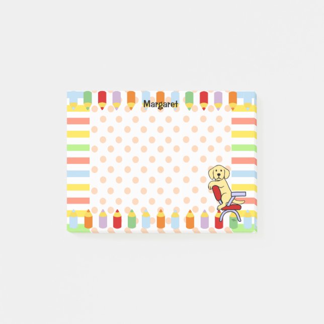 Gelber Labrador-Student 3 Post-it Klebezettel (Vorderseite)