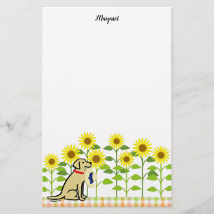 Gelber Labrador- und Sonnenblume-Sommer Briefpapier