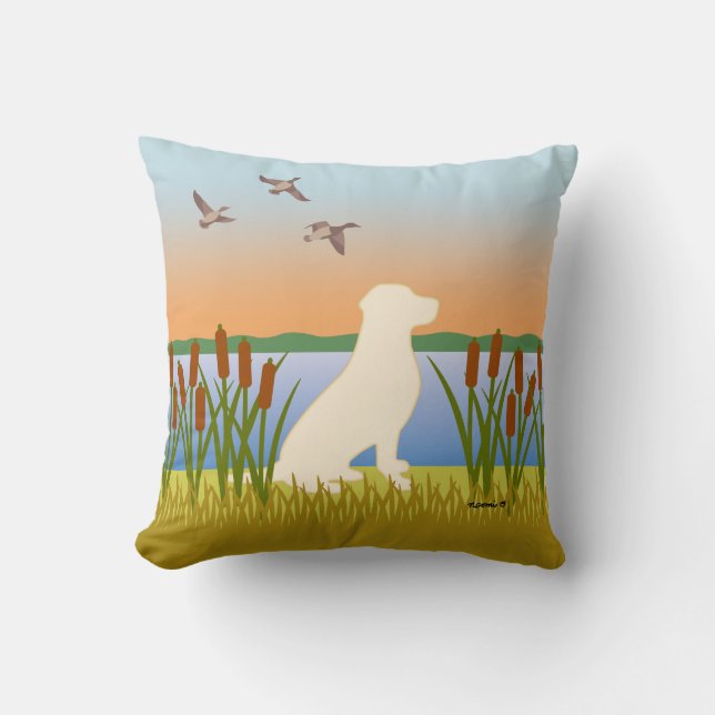 Gelber Labrador-Vogelschwanz Kissen (Vorderseite)