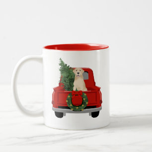 Gelber Labrador Weihnachtswagen Zweifarbige Tasse