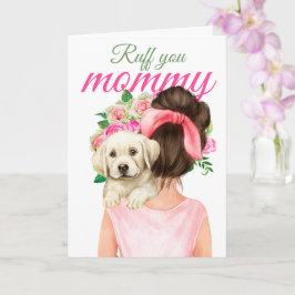 Gelber Labrador Welpe mit Frauen Ruff Sie Mama Karte