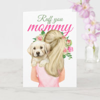Gelber Labrador Welpe mit Frauen Ruff Sie Mama