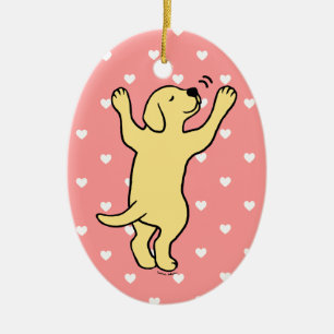 Gelber Labrador-Welpen-Umarmungs-Cartoon Keramikornament