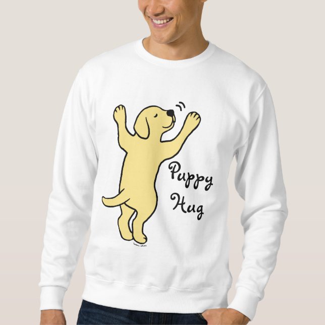 Gelber Labrador-Welpen-Umarmungs-Cartoon Sweatshirt (Vorderseite)