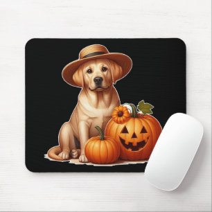 Gelber Labrador Welpenhalter mit Pumpkins Mousepad