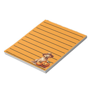 Gelber Labrador Welpenhalter mit Pumpkins Notizblock