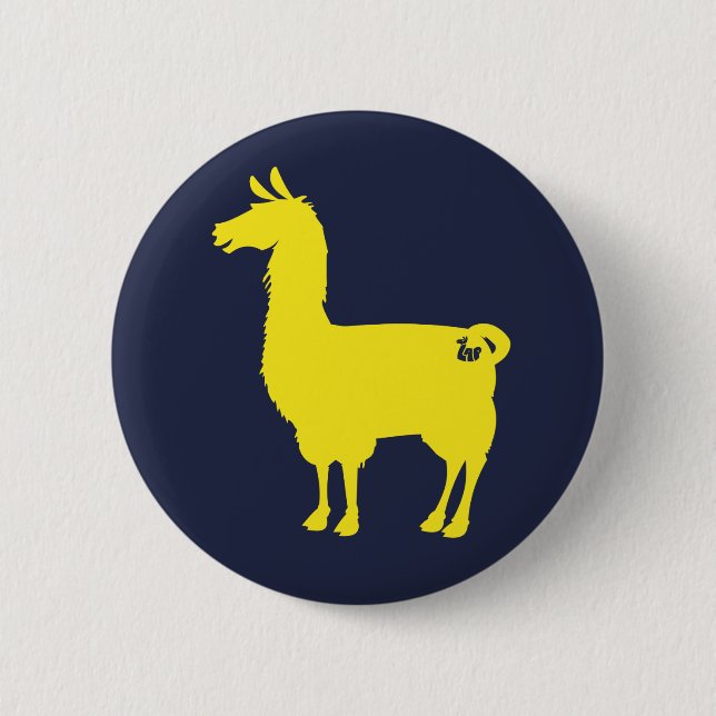 Gelber Lama-Knopf Button (Vorderseite)