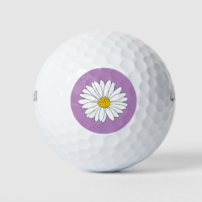Gelber Lavender & White Daisy Golfball (Vorderseite)