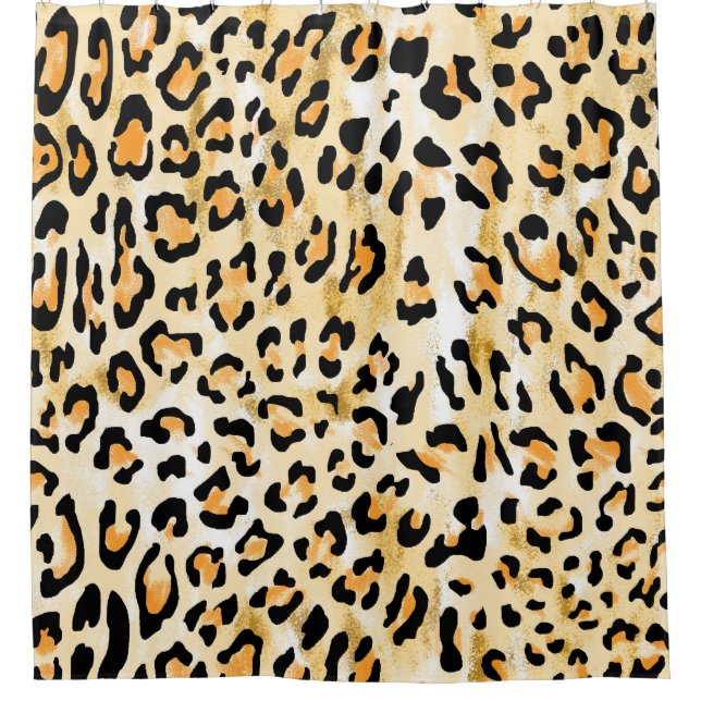 Gelber Leopard, handgezeichnet. Duschvorhang (Vorderseite)