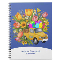 Gelber LKW für Ostereier Blume