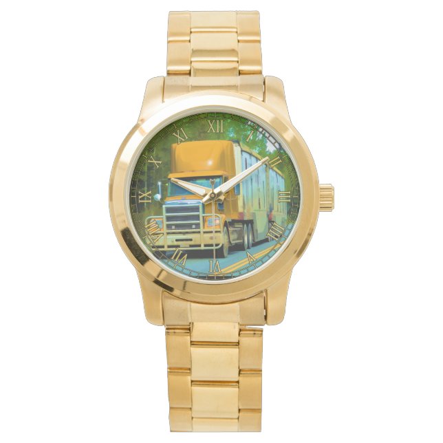 Gelber LKW Güterwagen #Gift Watch Range Armbanduhr (Vorderseite)