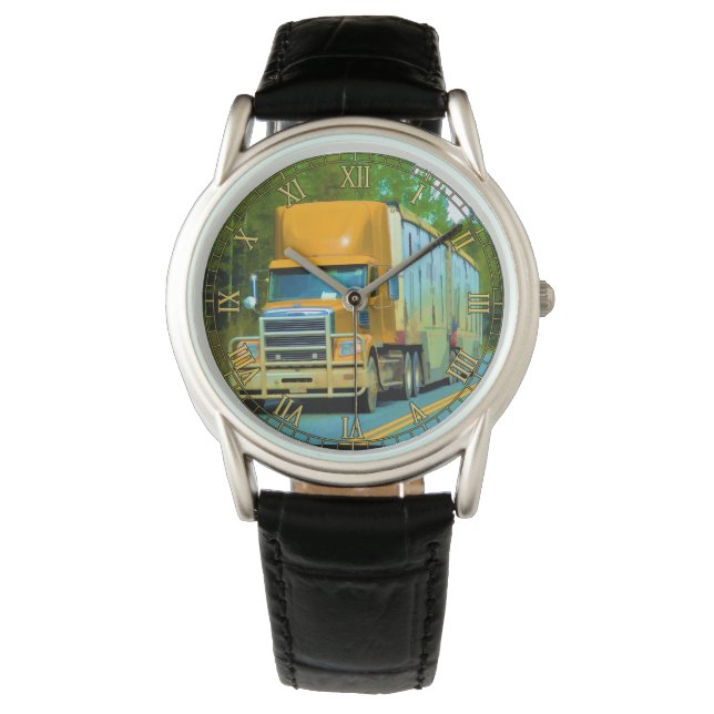 Gelber LKW Güterwagen #Gift Watch Range Armbanduhr (Vorderseite)