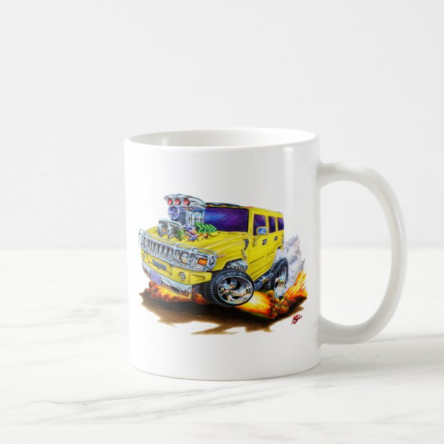 Gelber LKW Hummers H2 Kaffeetasse (Rechts)