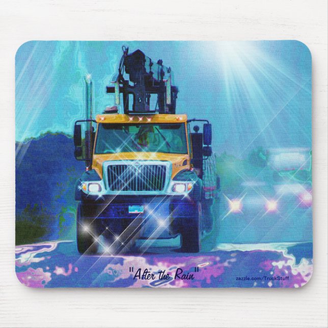Gelber Lumbertruck in Regenart Mousepad (Vorne)