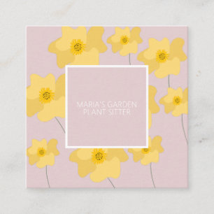 Gelber Mohn Blumen Garten Pflanzenbetreuer Rosa We Quadratische Visitenkarte