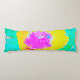 Gelber Mohn mit Hot-Pink-Mitte auf Türkis Seitenschläferkissen