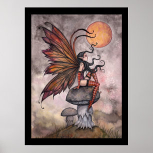 Gelber Mond Herbstfee Poster Druck