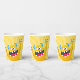 Gelber Monster-Geburtstagsparty-Papierbecher für K Pappbecher