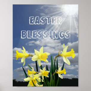 Gelber Narzissen-Blumen-Ostern-Plakat-Druck Poster