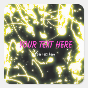 Gelber Neon-Leuchtstab-Party-Aufkleber Etikett Quadratischer Aufkleber