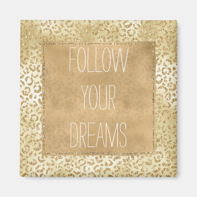 Gelber Ombre Glitzer Leopard Magnet (Vorne)