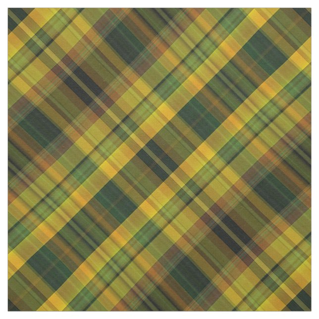 Gelber, orange und grüner Karo Tartan Stoff (Muster)