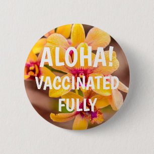 Gelber Orchid, Hawaii Aloha Impfknopf Button