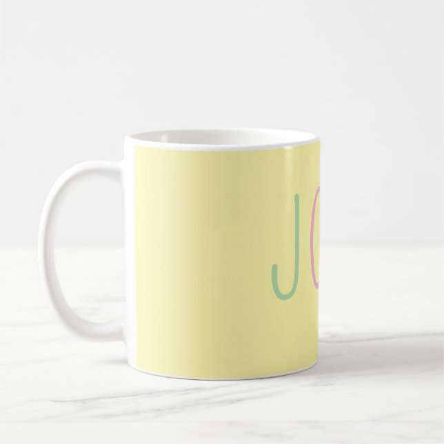 Gelber personalisierter Becher – Individuelle Name Kaffeetasse (Links)