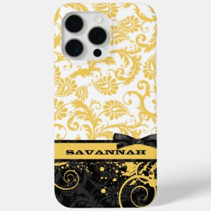 Gelber Personalisierter Damast iPhone 15 Pro Max Hülle