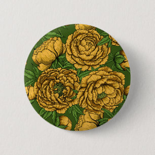 Gelber Pfingstrosenstrauß Button