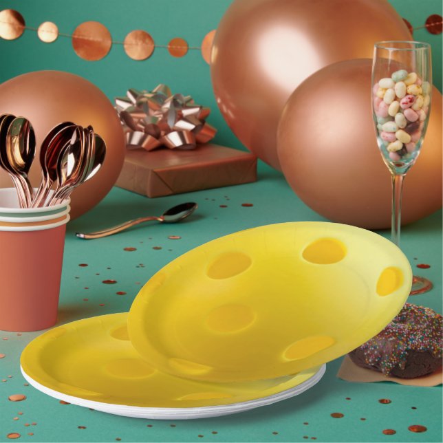 Gelber Pickleball-Ball, Serviere 0-0-2, Pickleball Pappteller (Multi)