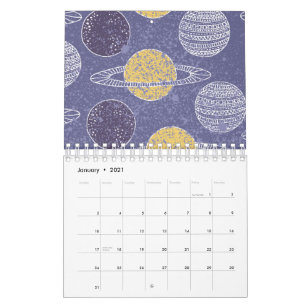 Gelber Planet Weltraumliebhaber Blauer Himmel Astr Kalender