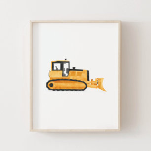 Gelber Planierraupen-Baukinderzimmer-Dekor Poster