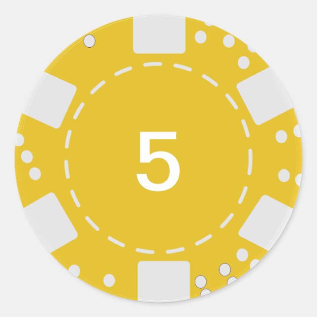 Gelber Poker-Chip Runder Aufkleber (Vorderseite)