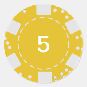 Gelber Poker-Chip Runder Aufkleber